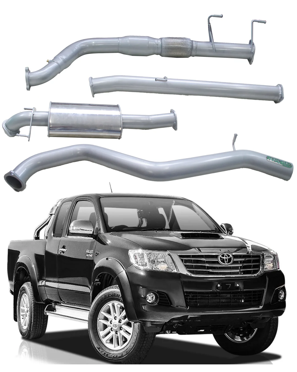 3'' Exhaust System to suit Toyota Hilux KUN16R KUN25R KUN26R / NP70 3.0L D4D 03/2005 - 2015 (Turbo Back)