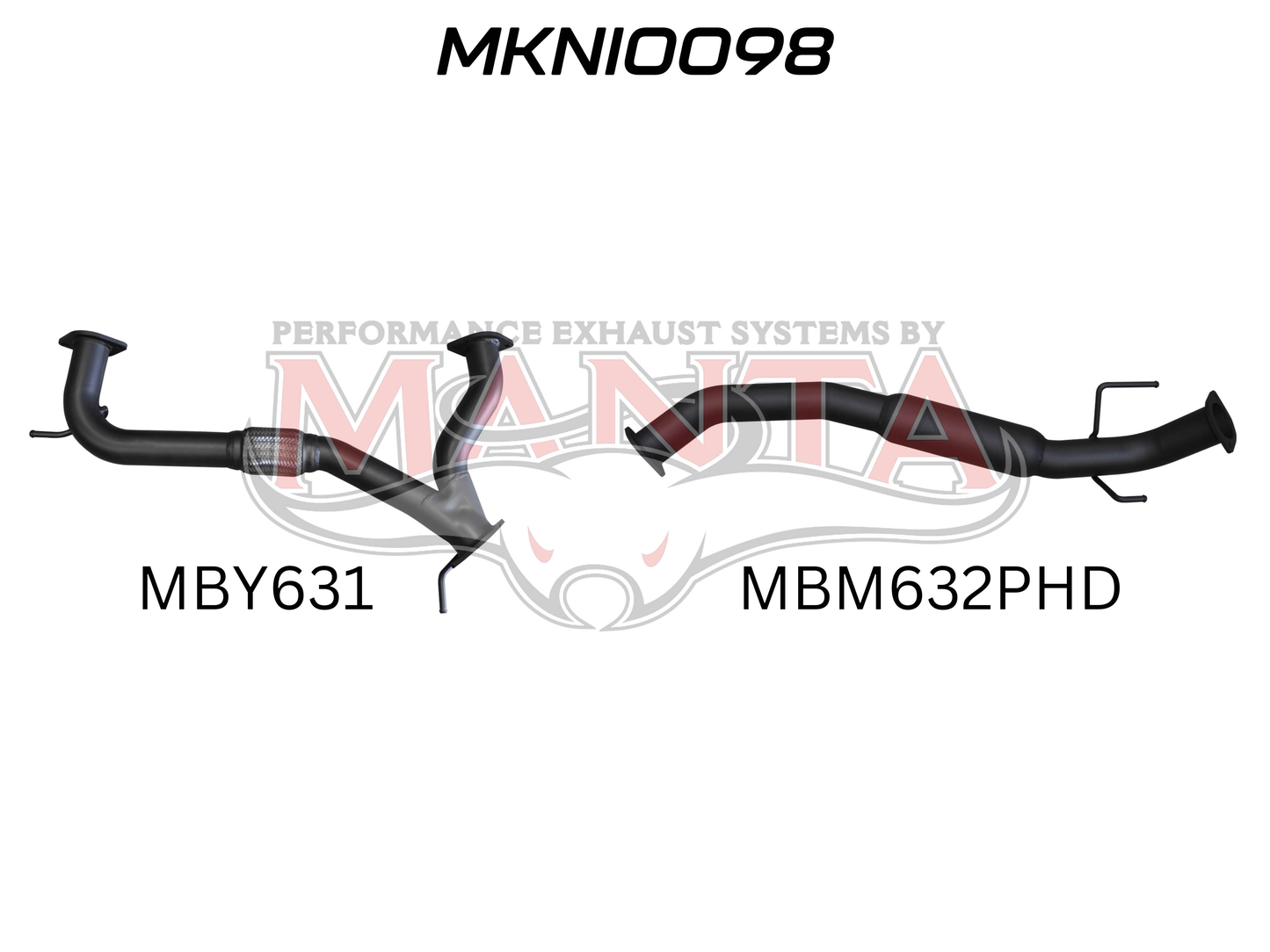 Nissan Patrol Y62 V8 5.6L Wagon, 3in Centre Hotdog - OE Mid Section Replacement, Aluminised Steel