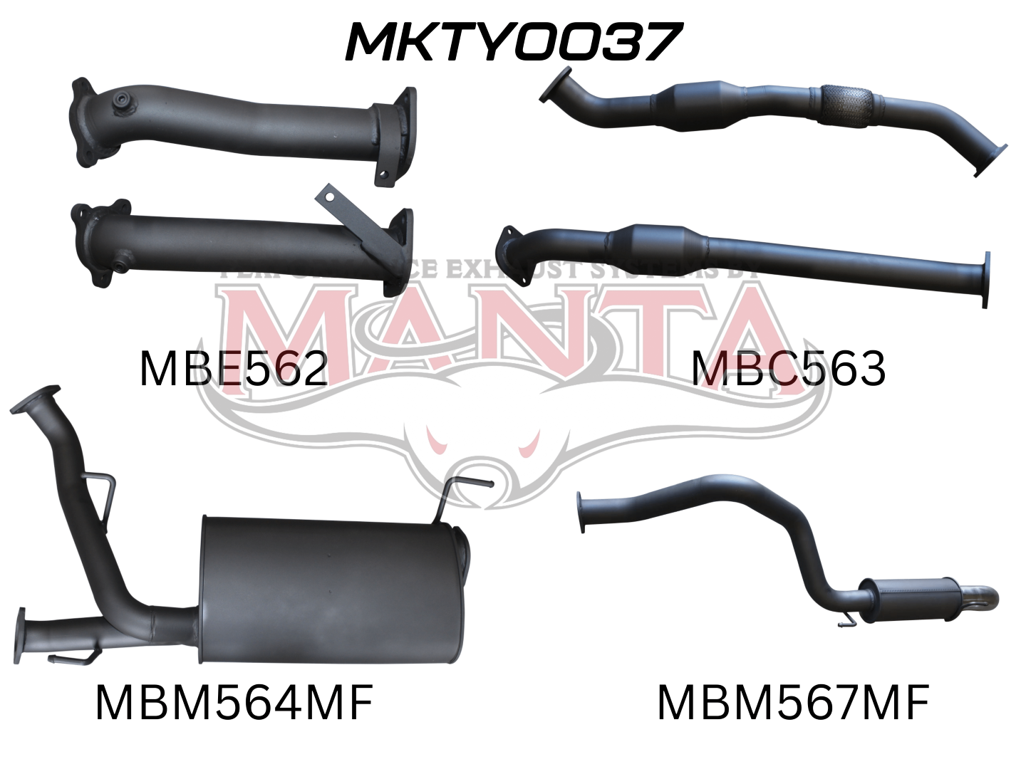 Toyota Landcruiser VDJ200 2.5in With Cat Muffler C&R, Dump Tip, Aluminised Steel