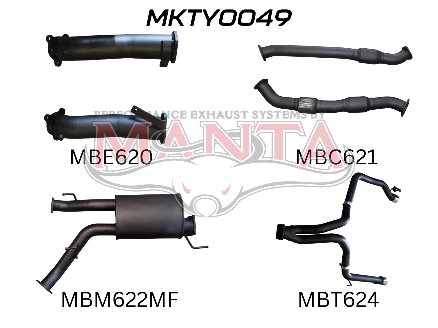 Toyota Landcruiser VDJ200 3in Dual With Cat & Muffler, Exit L&R, Aluminised Steel