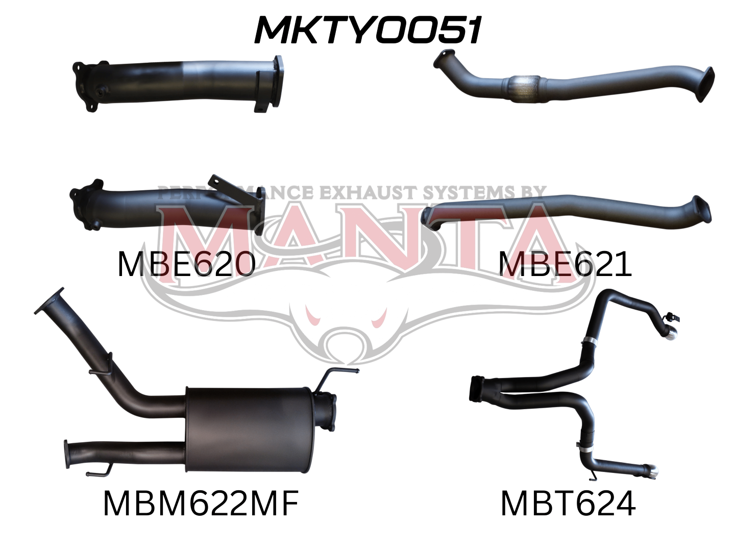 Toyota Landcruiser VDJ200 3in Dual NO Cat, W/Muffler, Exit L&R, Aluminised Steel