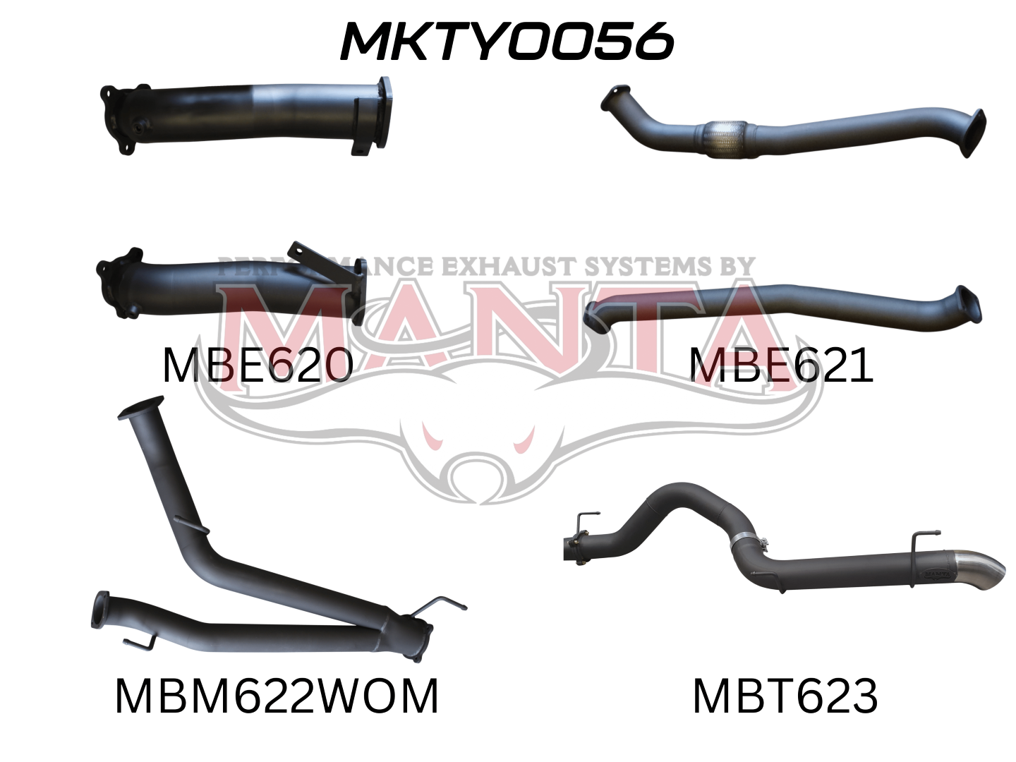 Toyota Landcruiser VDJ200 3in Dual NO Cat, NO Muffler, 4in Exit, Aluminised Steel