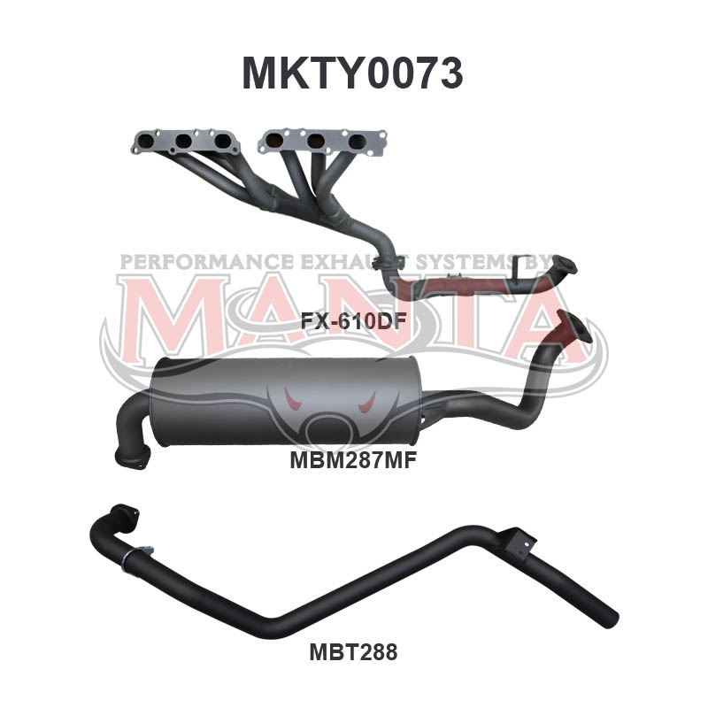 Toyota LandCruiser FZJ80 4.5L Extractors & 2.5in Full System (mandrel bend extractors), Aluminised Steel