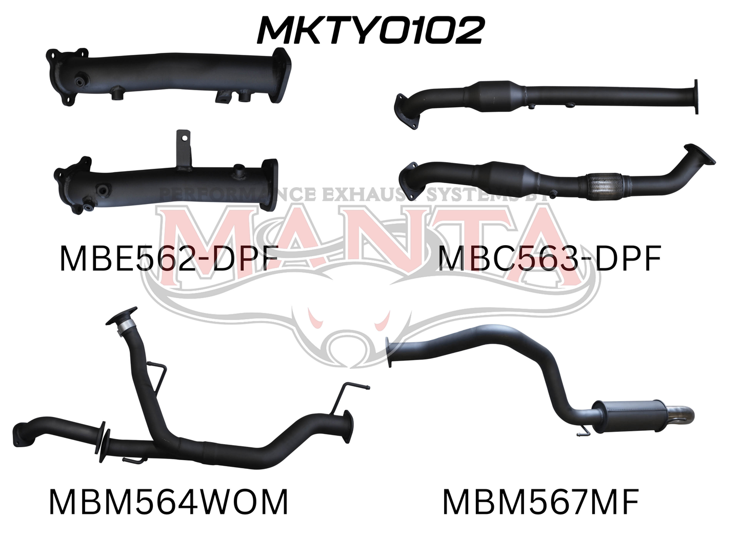 Toyota Landcruiser VDJ200 DPF 2.5in With Cat, Muffler Rear, Dump Tip, Aluminised
