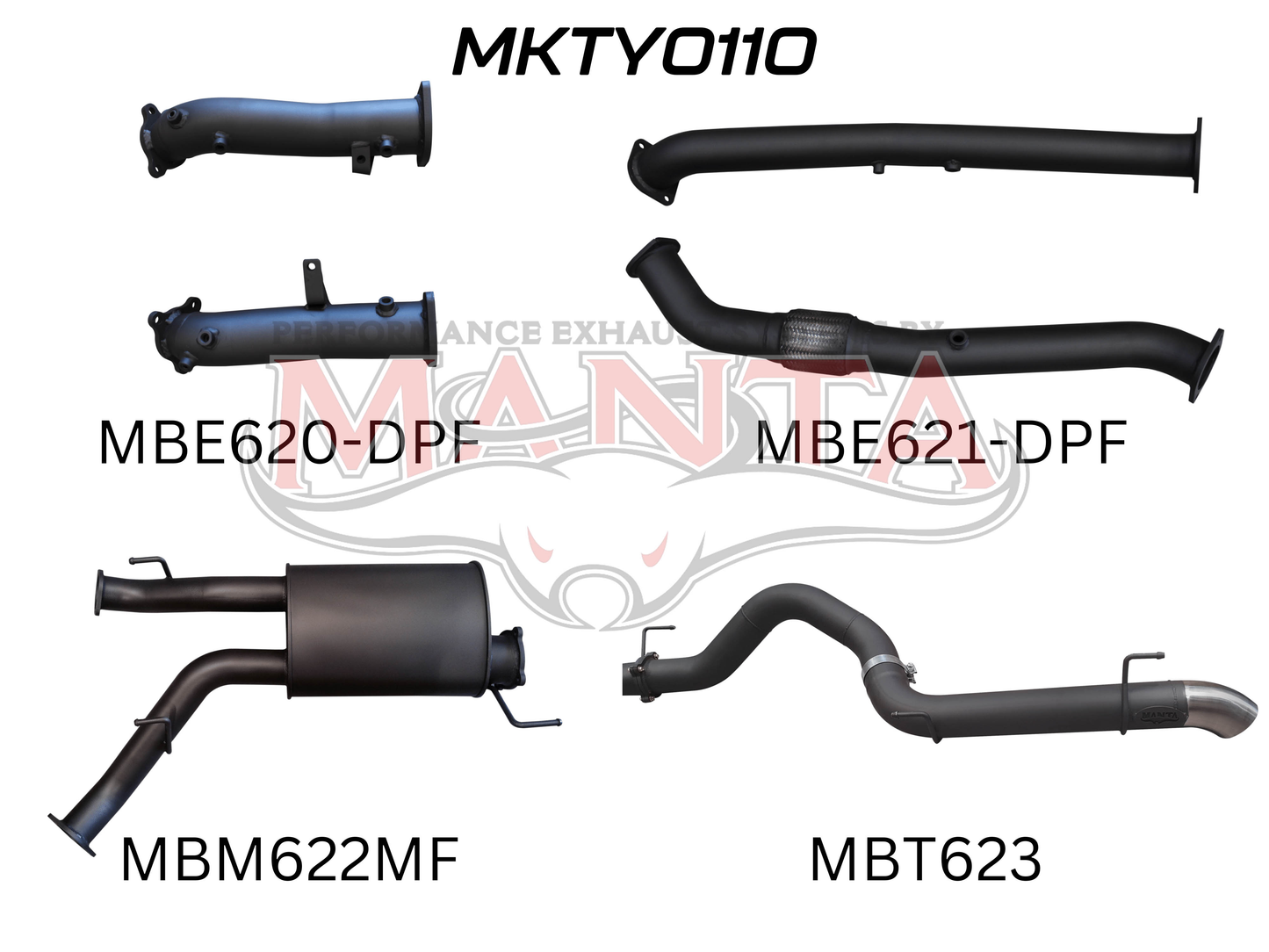 Toyota Landcruiser VDJ200 DPF 3in Dual NO Cat, Muffler, 4in Tailpipe, Aluminised