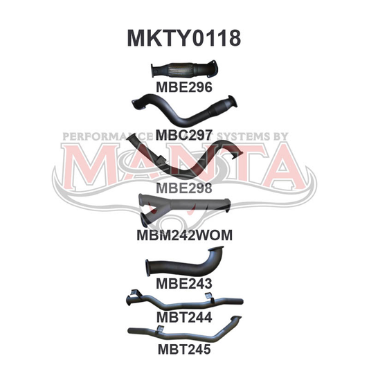 Toyota Landcruiser VDJ79 Single Cab Twin 3in WOM With Cat, Aluminised Steel
