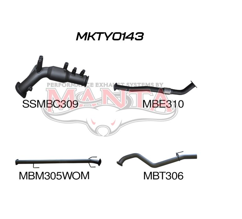 Toyota Hilux GUN126R 2.8L Turbo Back 3in WOM With Cat, Alumnised Steel