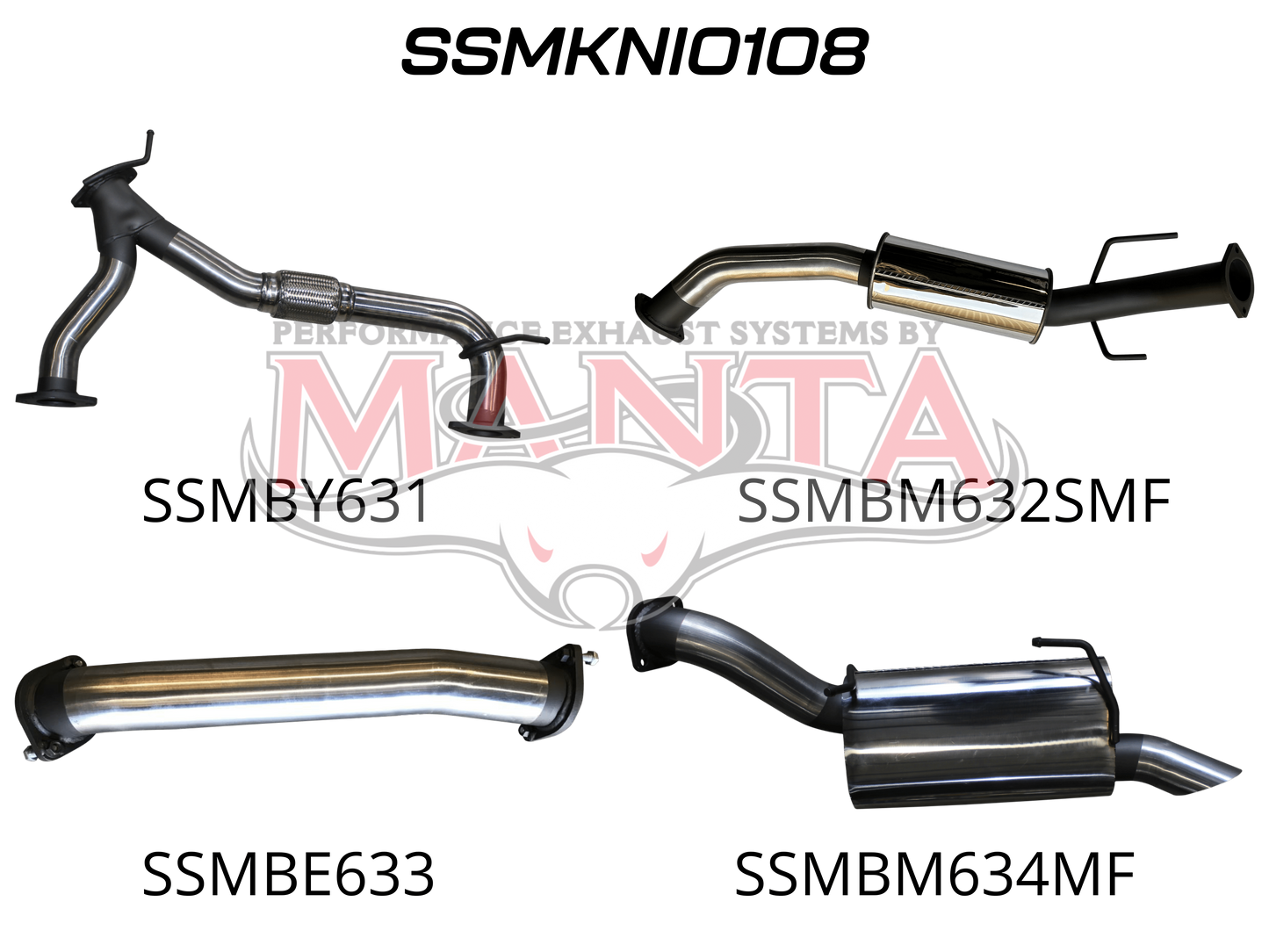 Patrol Y62 V8 5.6L, 3in Cat Back, Medium Noise, Small Centre Muffler, Stainless Steel