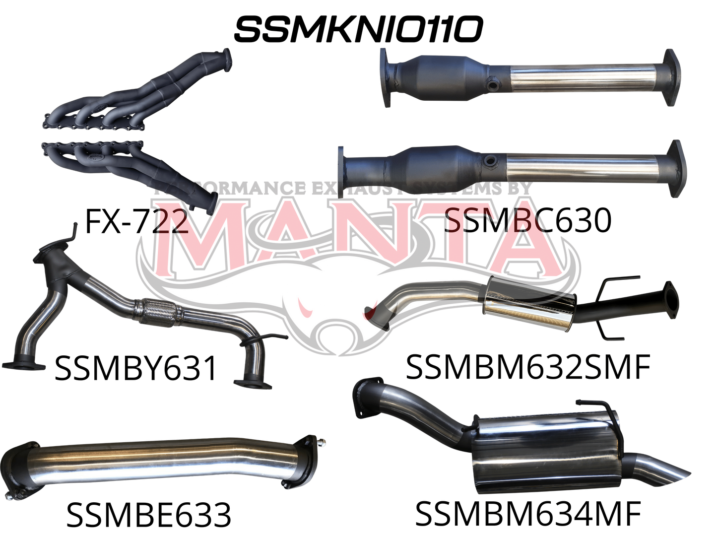 Nissan Patrol Y62 V8 5.6L Wagon 3in Full System-Extractors, Hi Flow Cats, Medium, Sml Centre Muffler, Stainless Steel