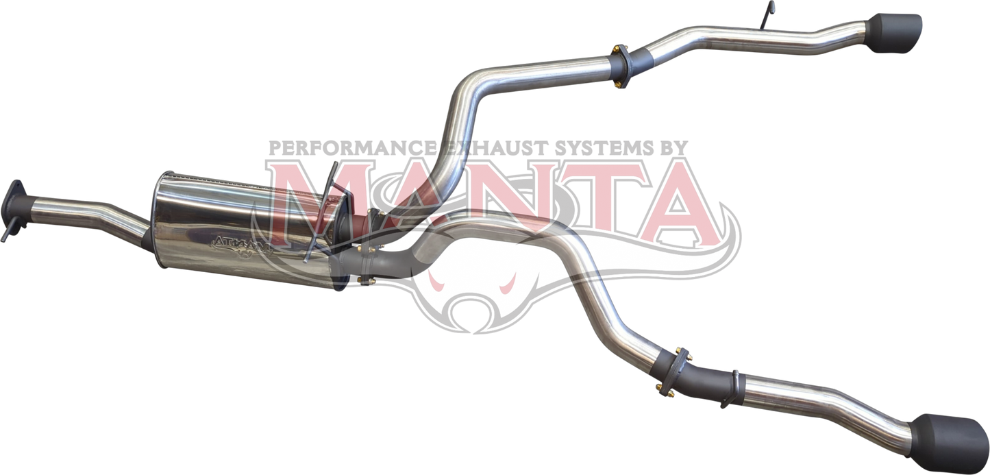 DT RAM 1500 5.7L V8 3in Single into Twin, Factory Cat Back Exhaust, with 5in Black tips, Stainless Steel
