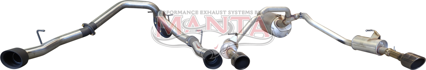 DT RAM 1500 5.7L V8 3in Single into Twin, Factory Cat Back Exhaust, with 5in Black tips, Stainless Steel