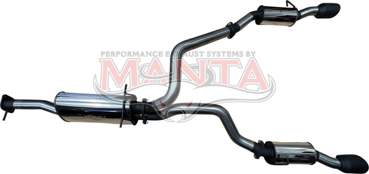 RAM DT 1500 5.7L V8 3in Twin Cat Back Exhaust, Rear Mufflers With 5in Black Tips, Stainless Steel