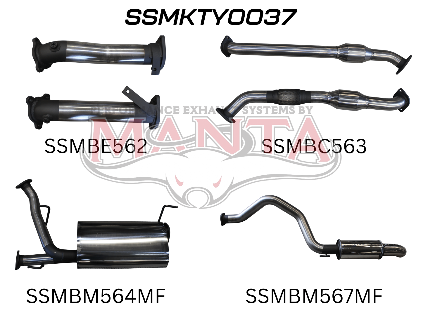 Toyota Landcruiser VDJ200 2.5in With Cat Muffler Centre & Rear, Dump Tip, Stainless Steel