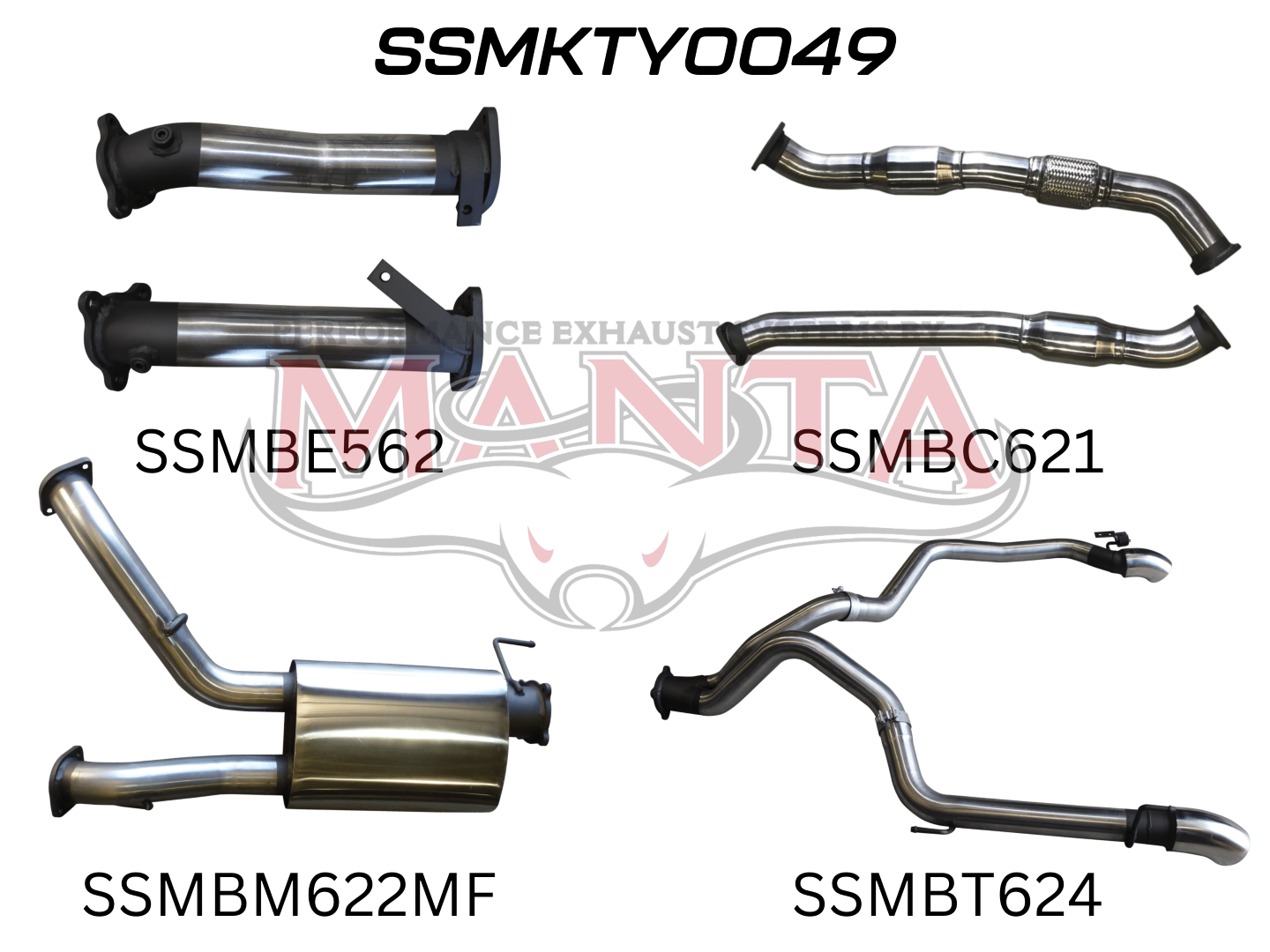 Toyota Landcruiser VDJ200 3in Dual With Cat & Muffler, Exit L & R, Stainless Steel