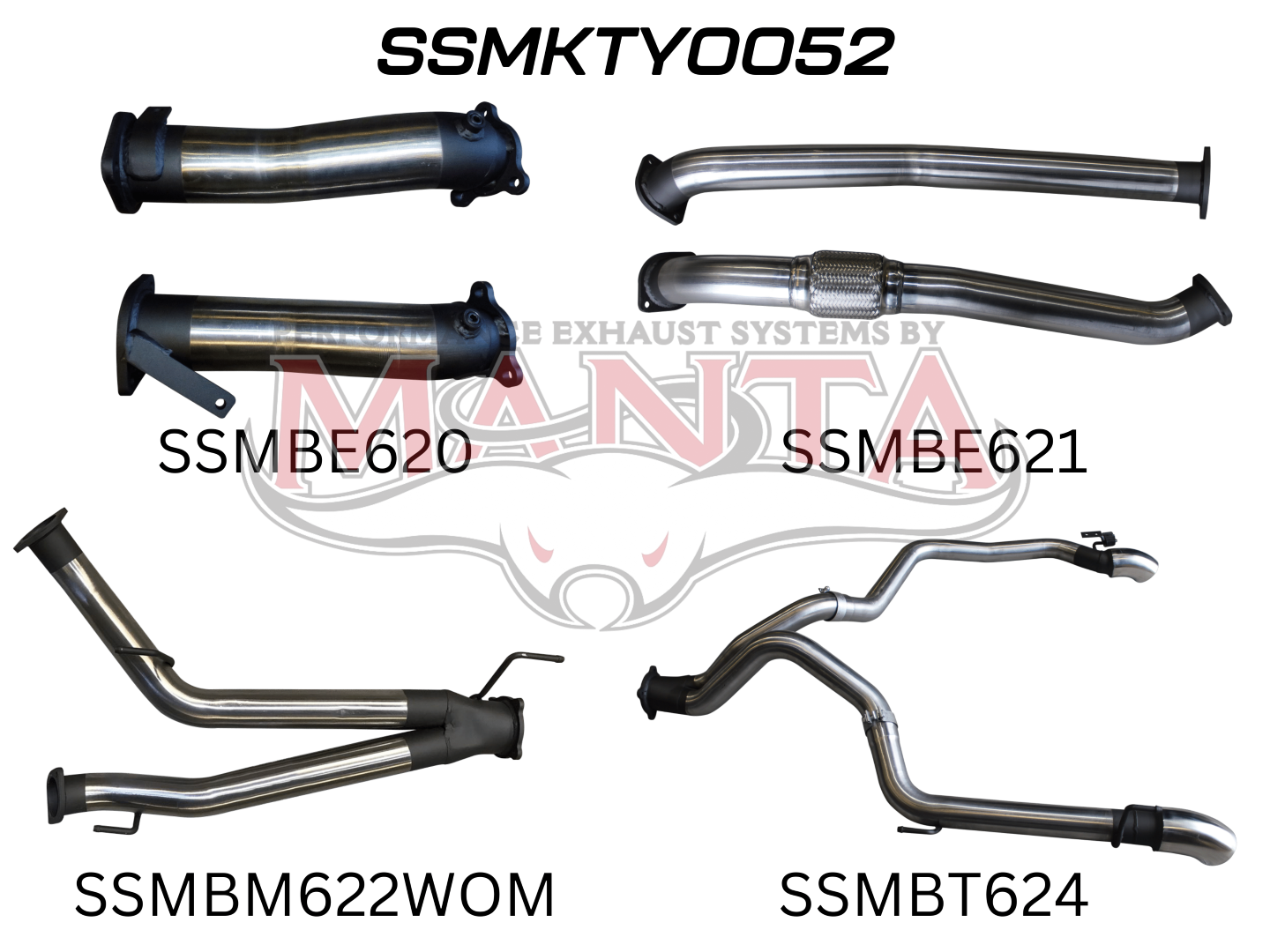 Toyota Landcruiser VDJ200 3in Dual NO Cat, NO Muffler, Exit L & R, Stainless Steel