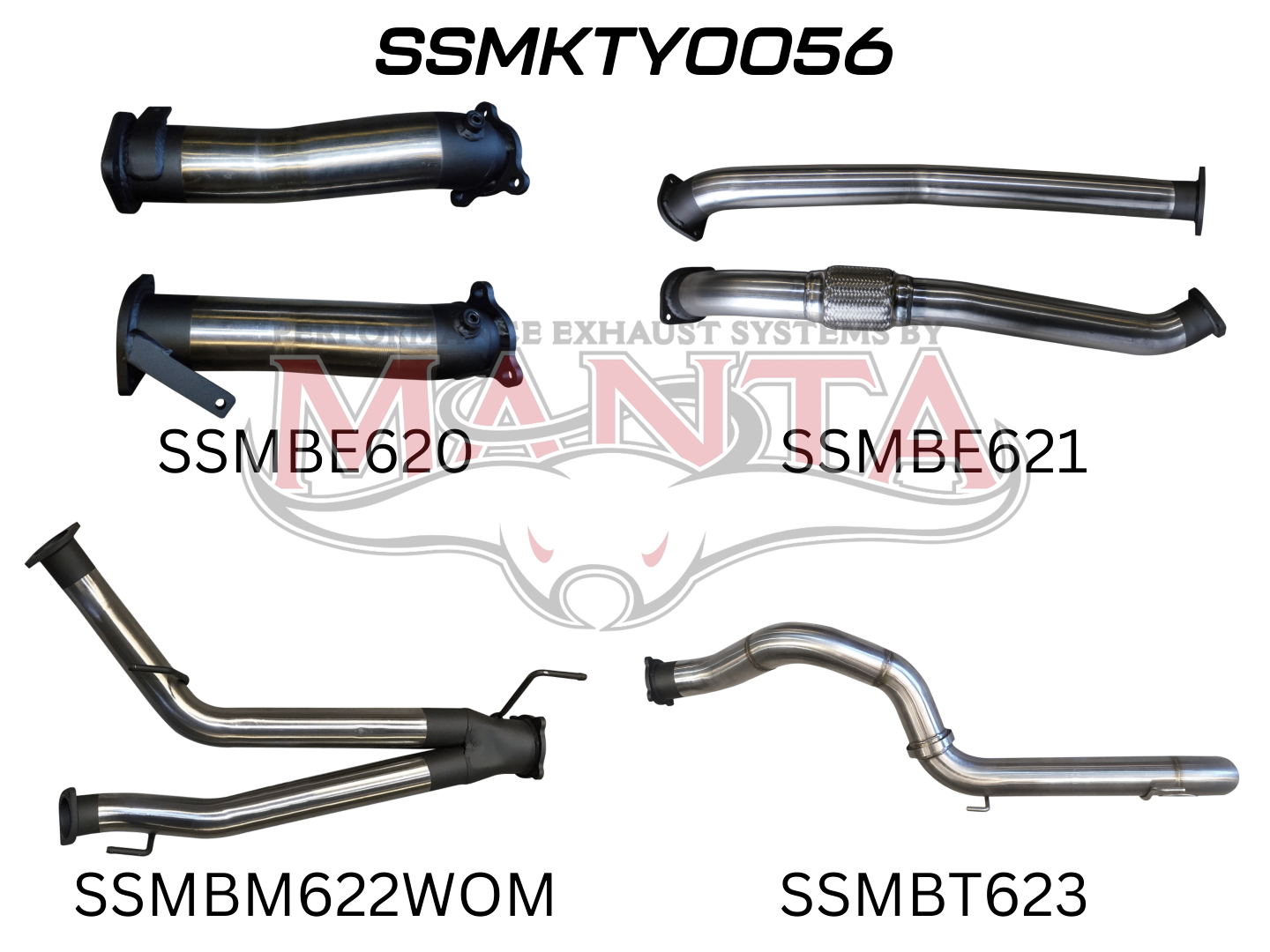 Toyota Landcruiser VDJ200 3in Dual NO Cat, NO Muffler, 4in Exit, Stainless Steel