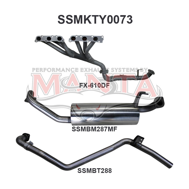 Toyota Landcruiser FZJ80 4.5L Extractors & 2.5in Full System, Stainless Steel