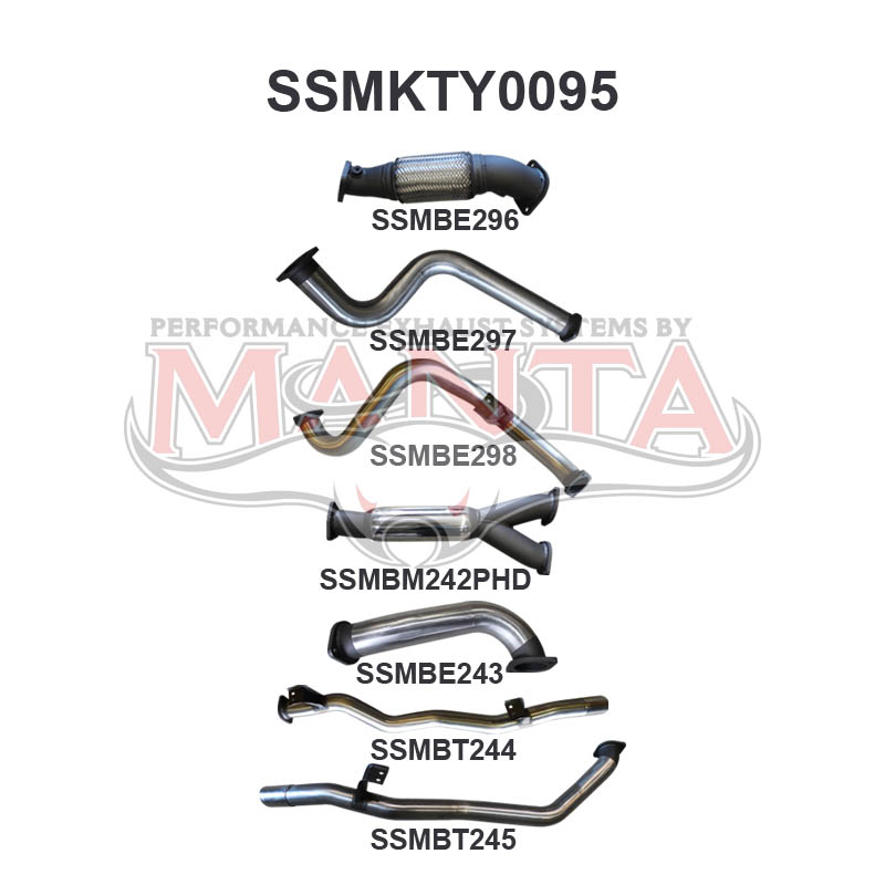 Toyota Landcruiser VDJ79 Single Cab Twin 3in Exhaust Kit With Hotdog And No Cat, Stainless Steel