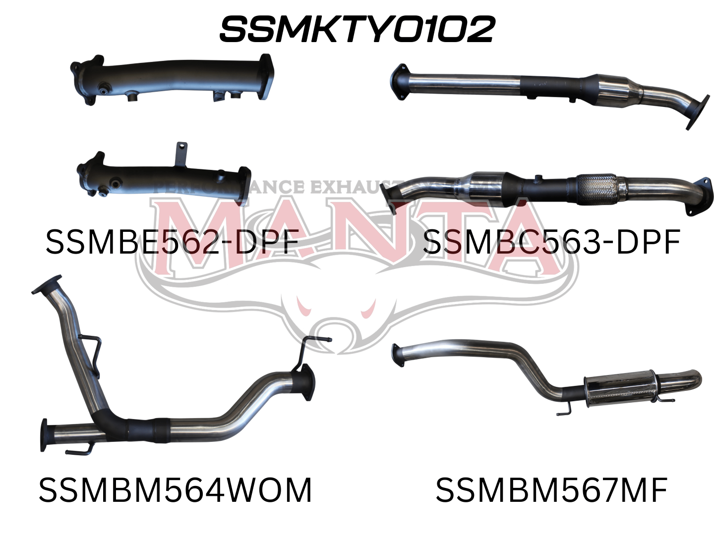 Toyota Landcruiser VDJ200 DPF 2.5in With Cat, Muffler Rear, Dump Tip, Stainless Steel