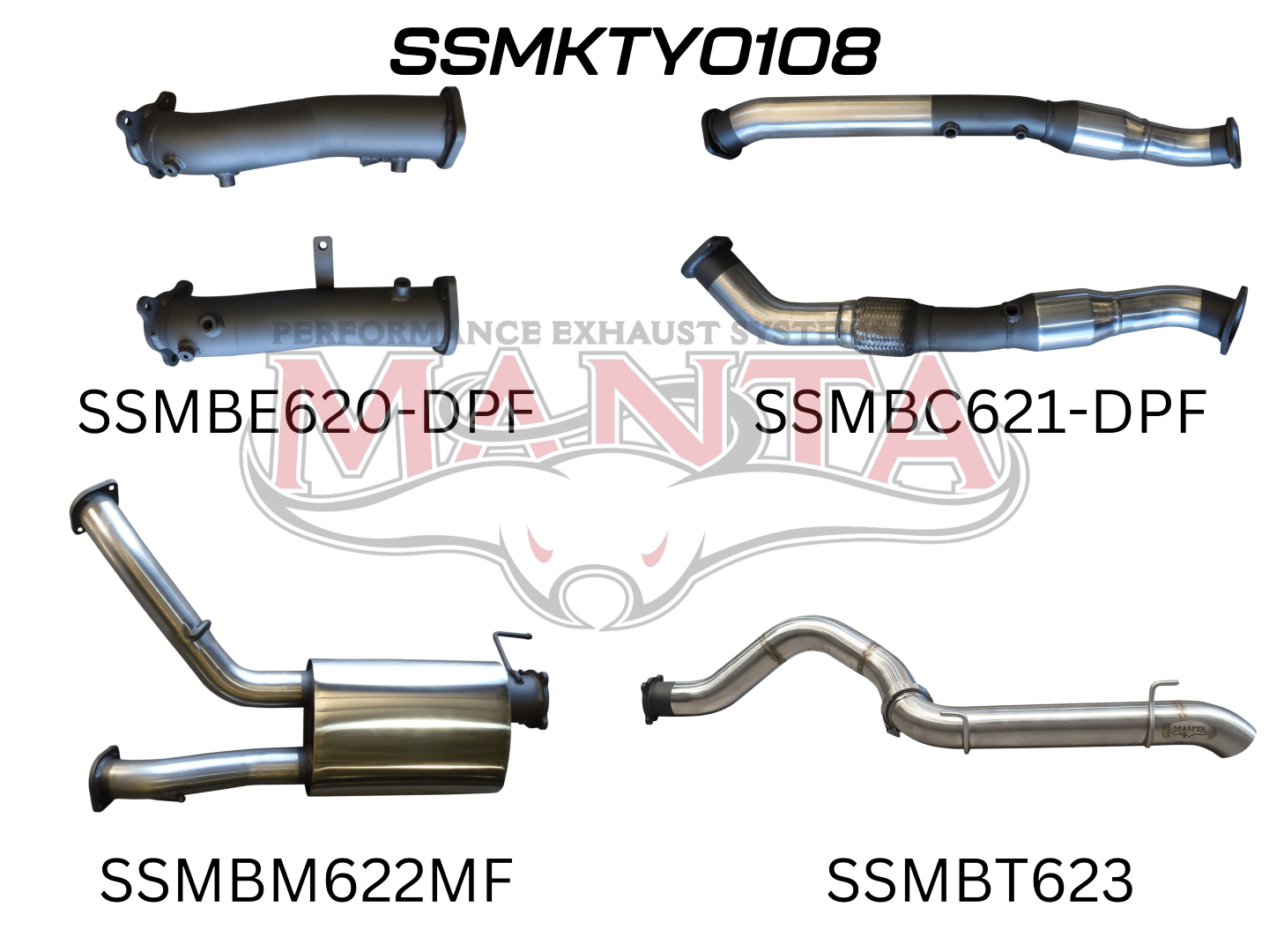 Toyota Landcruiser VDJ200 DPF 3in Dual With Cat & Muffler 4in Tailpipe, Stainless Steel