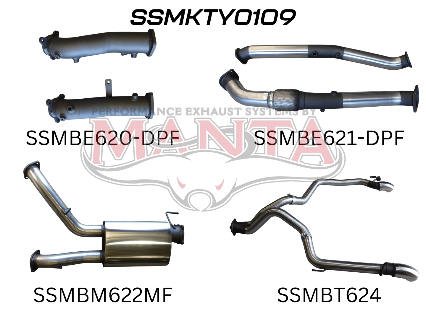 Toyota Landcruiser VDJ200 DPF 3in Dual NO Cat, Muffler, Exit L & R, Stainless Steel