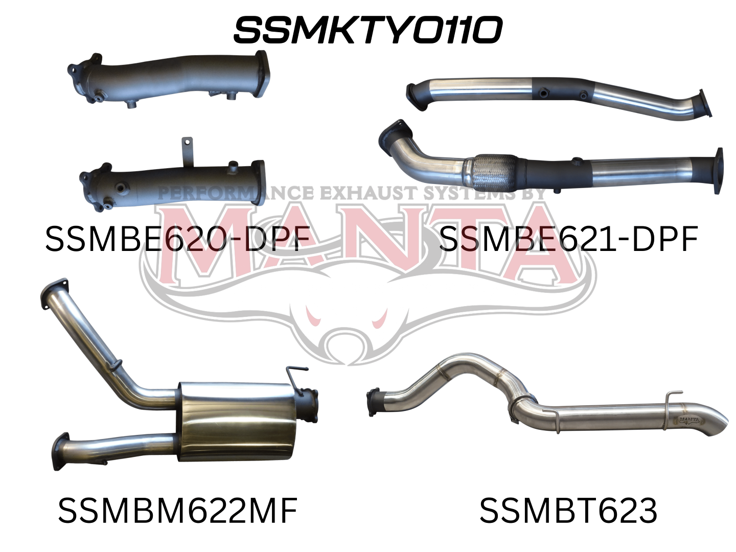Toyota Landcruiser VDJ200 DPF 3in Dual NO Cat, Muffler, 4in Tailpipe, Stainless Steel