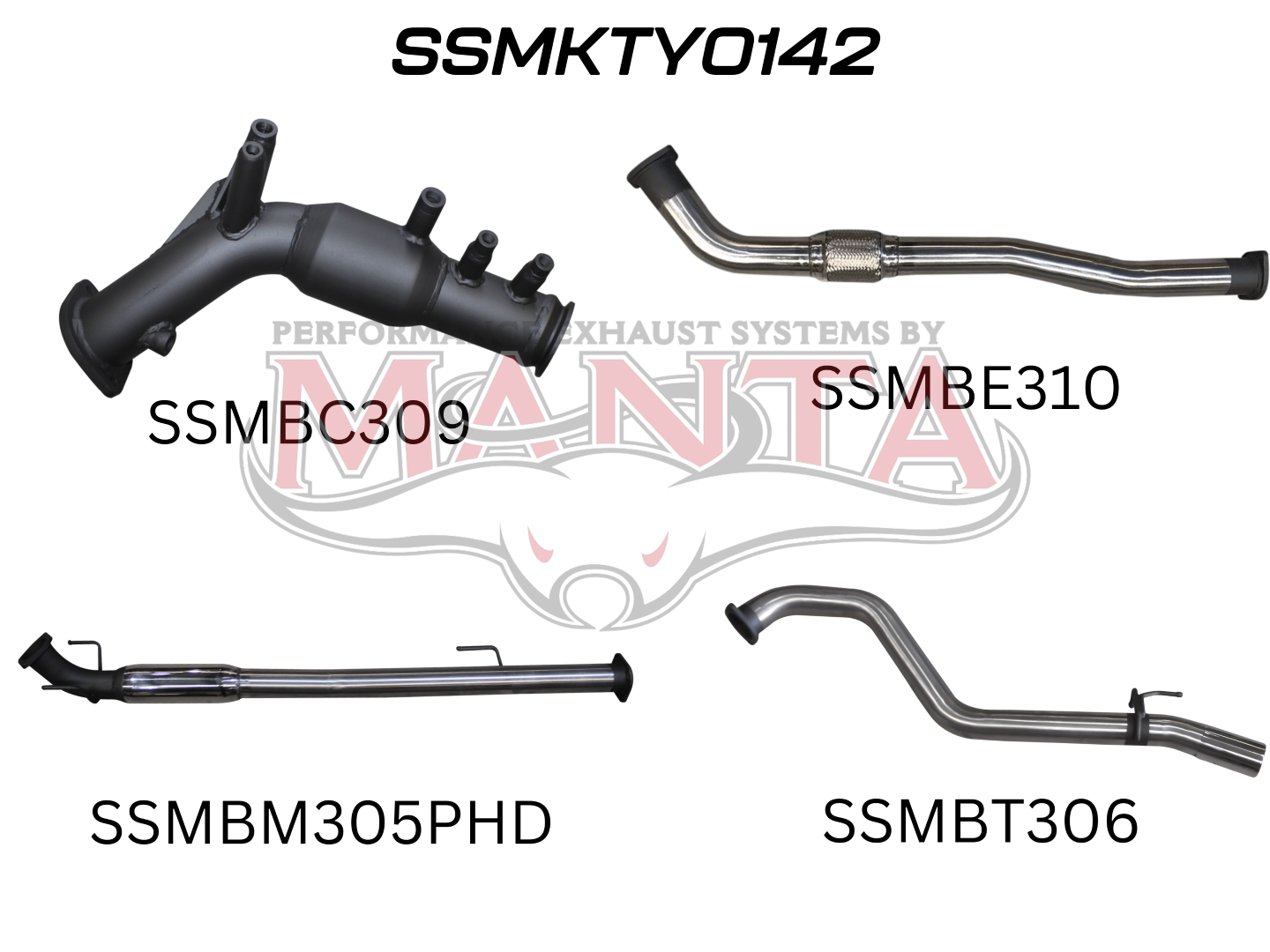 Toyota Hilux GUN126R 2.8L Turbo Back 3in Hotdog With Cat, Stainless Steel