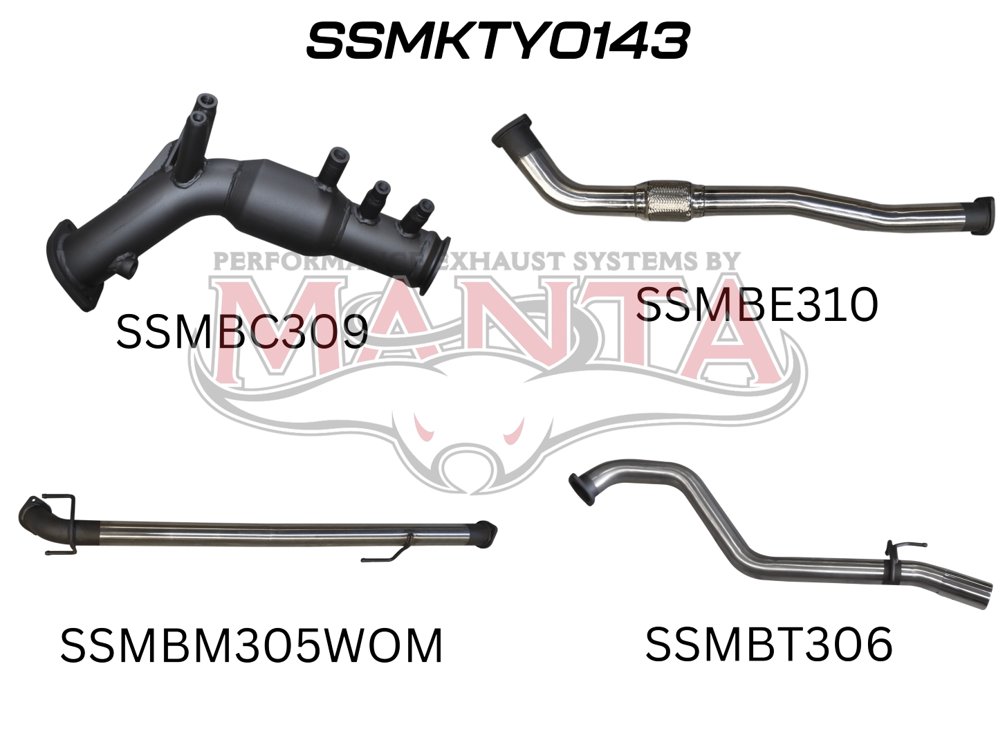 Toyota Hilux GUN126R 2.8L Turbo Back 3in WOM With Cat, Stainless Steel