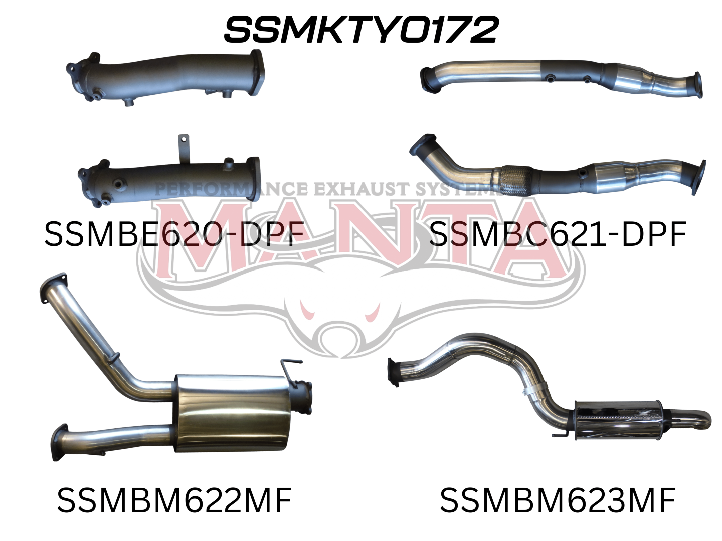 Toyota Landcruiser VDJ200 DPF 3in DUAL With Cat & Muffler 4in Tailpipe W/ Rear MUF, Stainless Steel