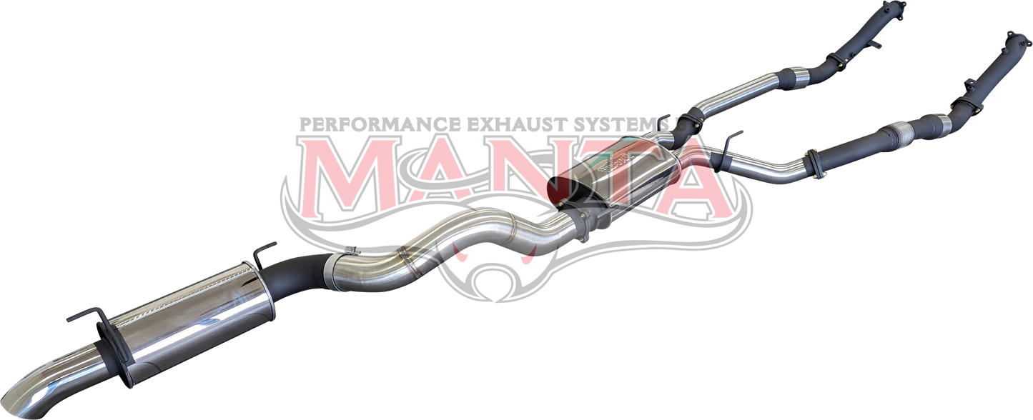 Toyota Landcruiser VDJ200 DPF 3in DUAL With Cat & Muffler 4in Tailpipe W/ Rear MUF, Stainless Steel