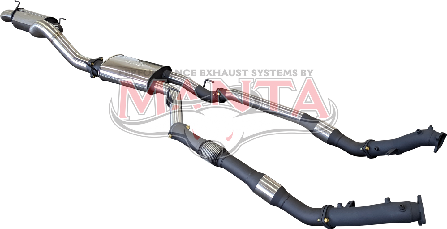 Toyota Landcruiser VDJ200 DPF 3in DUAL With Cat & Muffler 4in Tailpipe W/ Rear MUF, Stainless Steel