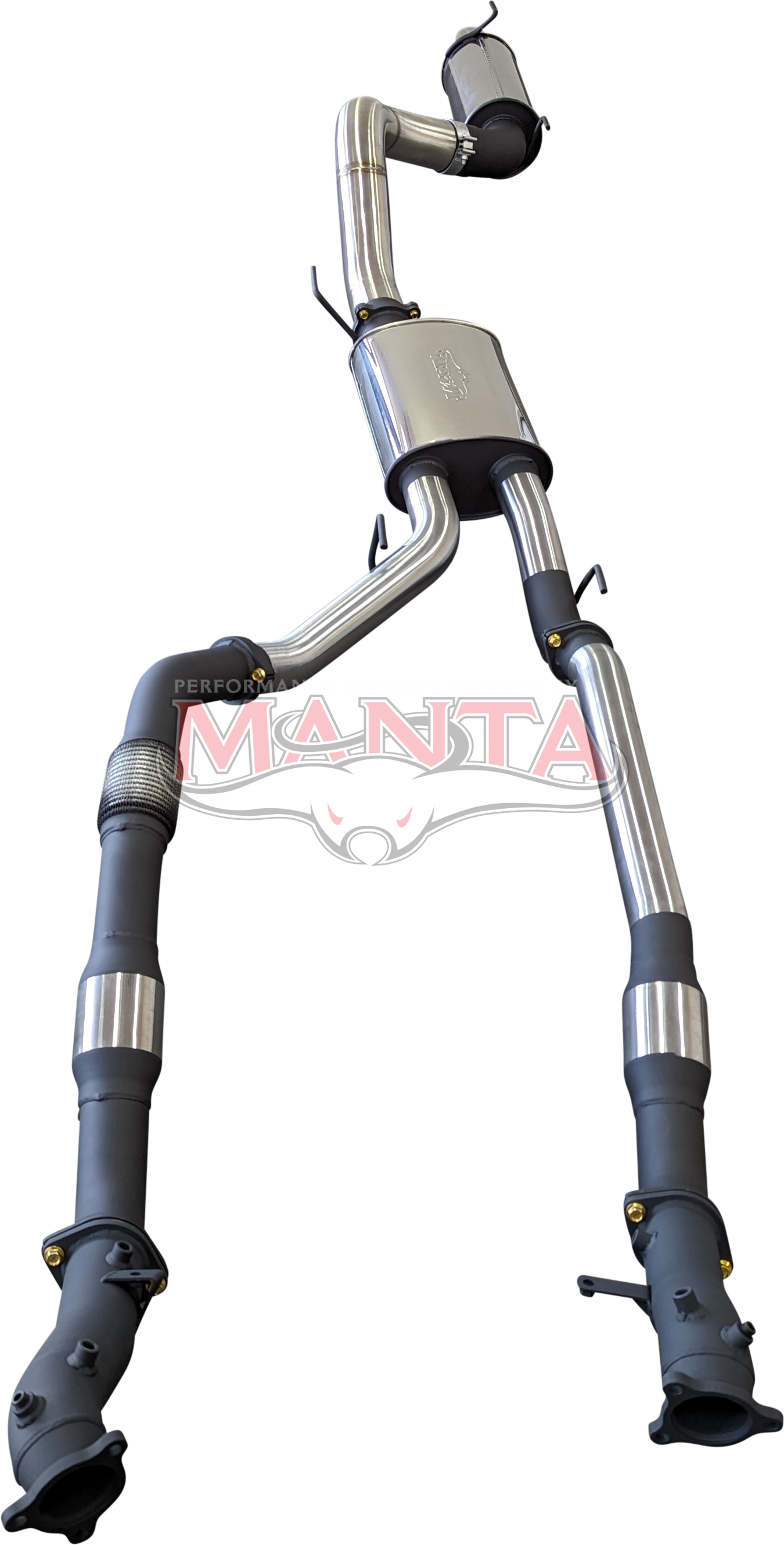 Toyota Landcruiser VDJ200 DPF 3in DUAL With Cat & Muffler 4in Tailpipe W/ Rear MUF, Stainless Steel