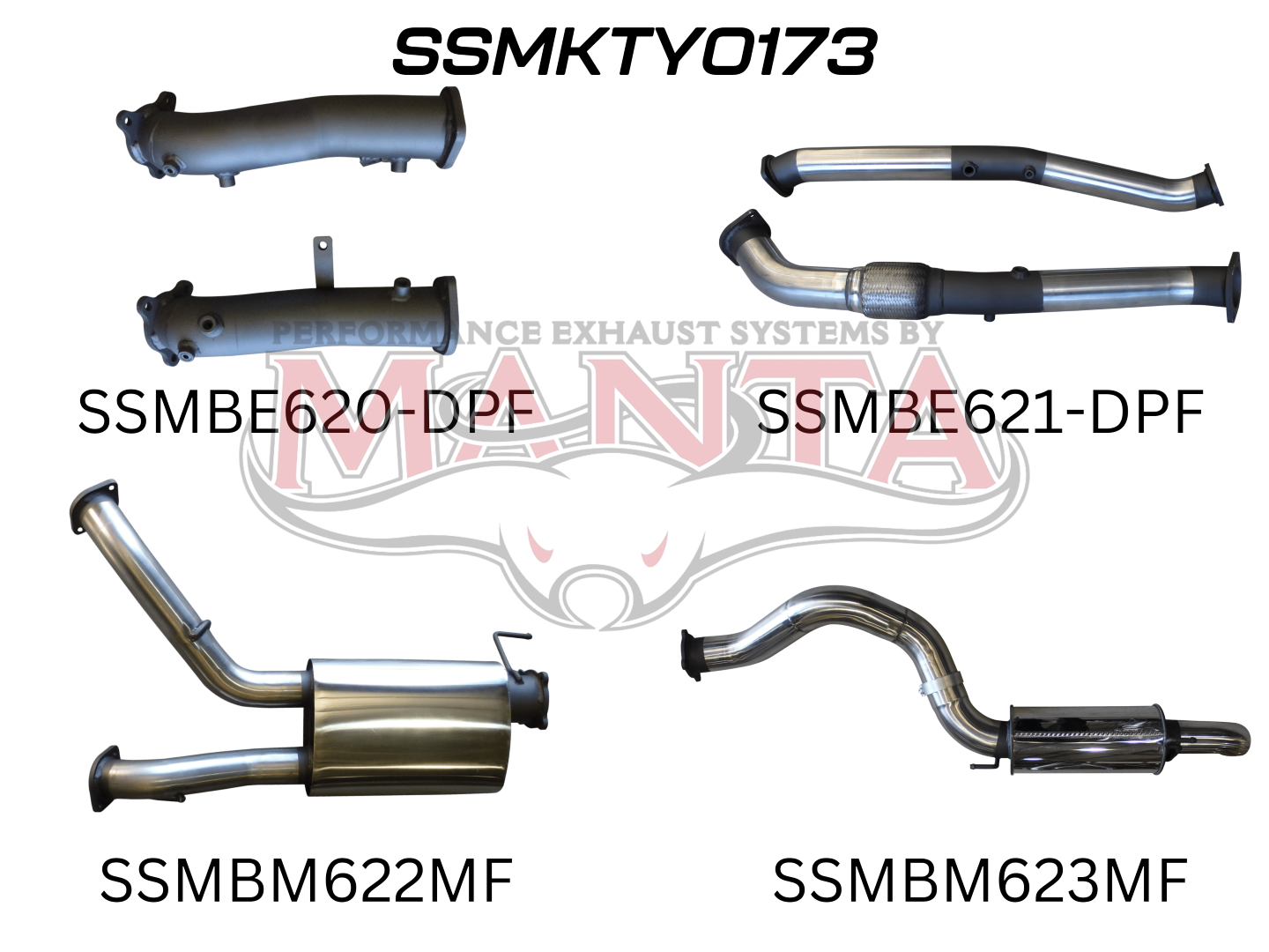 Toyota Landcruiser VDJ200 DPF 3in DUAL NO CAT, Muffler, 4in Tailpipe W/ Rear MUF, Stainless Steel