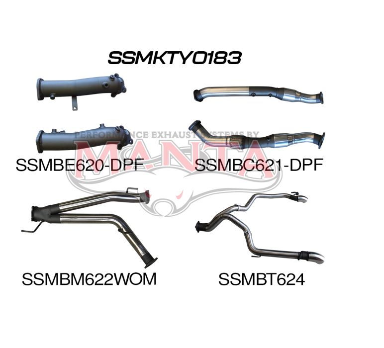Toyota Landcruiser VDJ200 V8 DPF 3in Dual Turbo Back With Cats, NO MUFFLERS, Exit L&R, Stainless Steel