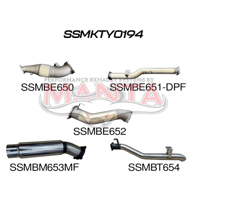 Toyota Landcruiser VDJ79 V8 4.5L TD, (DPF) Ute 2016 To Current, 4in Single Without Cat & With Muffle, Stainless Steel