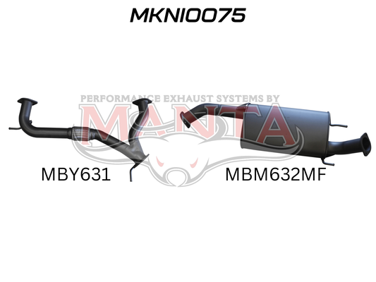 Nissan Patrol Y62 V8 5.6L Wagon, 3in Centre Muffler - OE Mid Section Replacement, Aluminised Steel