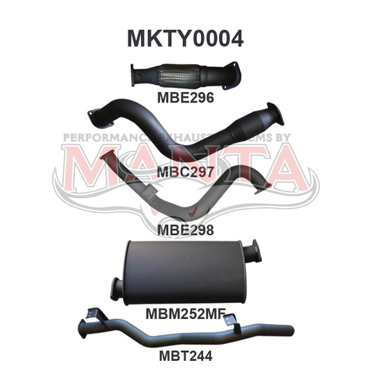 Toyota Landcruiser VDJ79 V8 S/Cab Ute 3in With Cat & MUFF, Aluminised Steel
