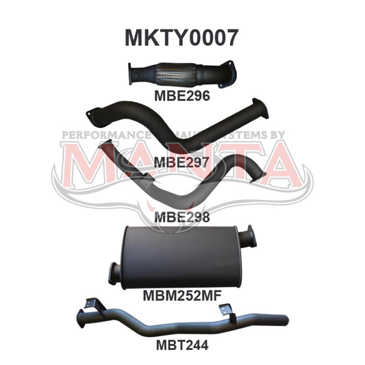 Toyota Landcruiser VDJ79 V8 S/Cab Ute 3in NO Cat With Muffler, Aluminised Steel