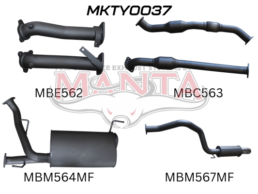 Toyota Landcruiser VDJ200 2.5in With Cat Muffler C&R, Dump Tip, Aluminised Steel
