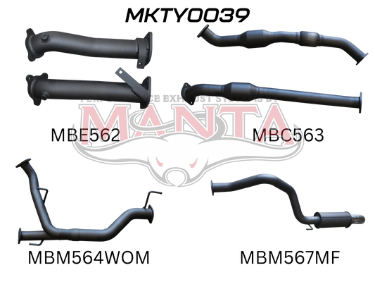 Toyota Landcruiser VDJ200 2 1/2Dual Cats-3 Rear Muffler & Dump, Aluminised Steel