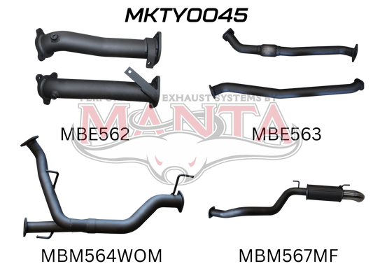 Toyota Landcruiser VDJ200 2.5in NO Cat Muffler Rear, Dump Tip, Aluminised Steel