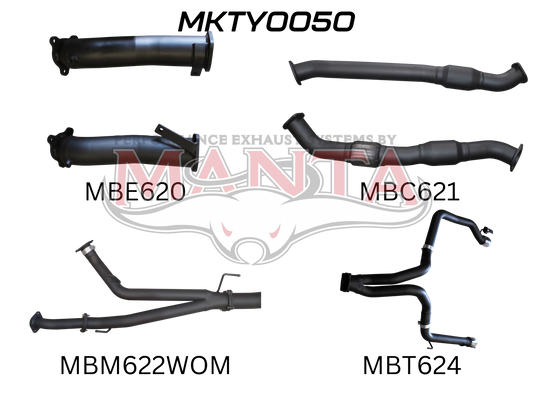 Toyota Landcruiser VDJ200 3in Dual With Cat, NO Muffler, Exit L&R, Aluminised Steel