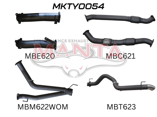 Toyota Landcruiser VDJ200 3in Dual With Cat, NO Muffler, 4in Exit, Aluminised Steel
