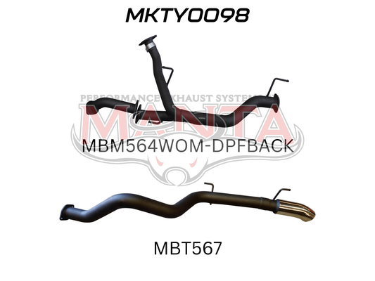 Toyota Landcruiser VDJ200 2.5in twin into single 3in DPF Back, with 4in tip, Aluminised