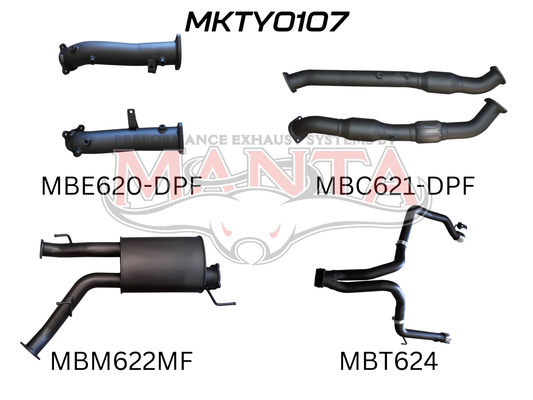 Toyota Landcruiser VDJ200 DPF 3in Dual With Cat & Muffler, Exit L & R, Aluminised
