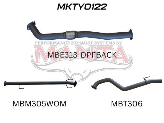 Toyota Hilux GUN126R 2.8L D4D 3in DPF Back, Aluminised Steel
