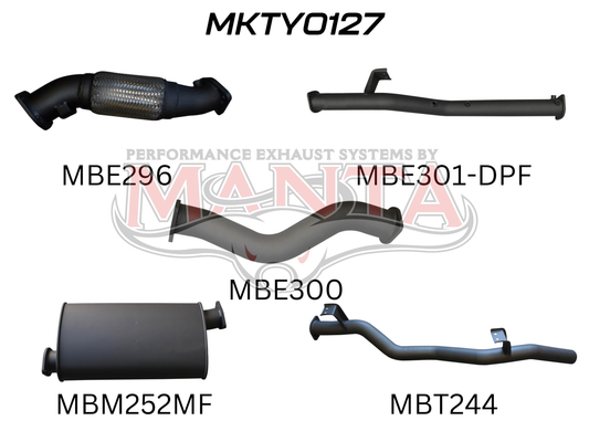 Toyota Landcruiser VDJ79 V8 Ute 3in NO Cat, With Muffler DPF, Aluminised Steel