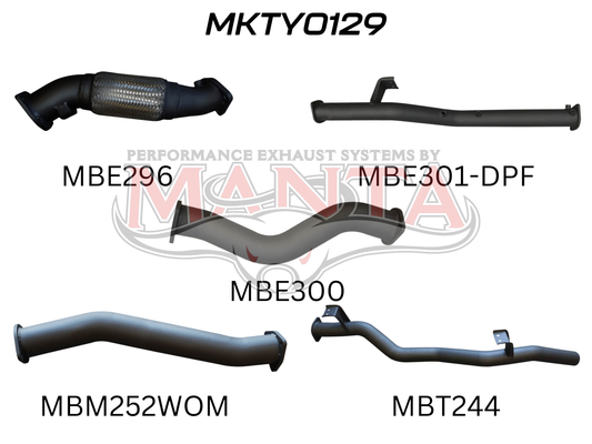 Toyota Landcruiser VDJ79 V8 Ute 3in NO Cat, WOM, DPF, Aluminised Steel
