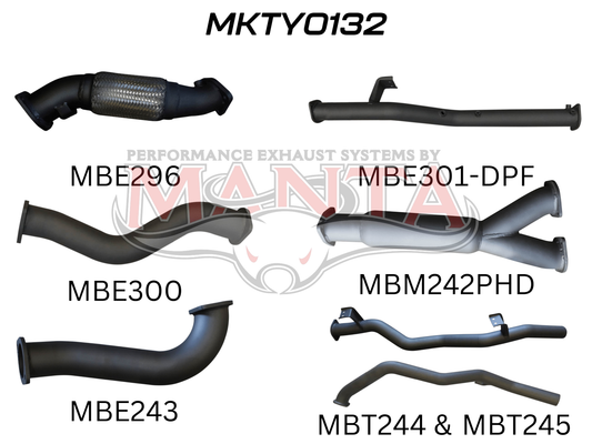 Toyota Landcruiser VDJ79 V8 Ute Dual 3in NO Cat, With Hotdog DPF, Aluminised Steel