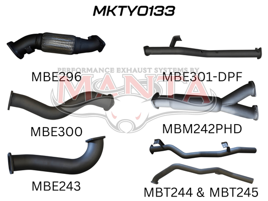 Toyota Landcruiser VDJ79 V8 Ute Dual 3in NO Cat, WOM DPF, Aluminised Steel